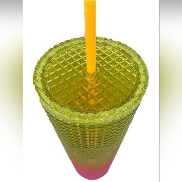 Starbucks Lemon Gradient Grid Cold Cup Tumbler With Straw Venti Summer 2022 - Picture 2 of 3